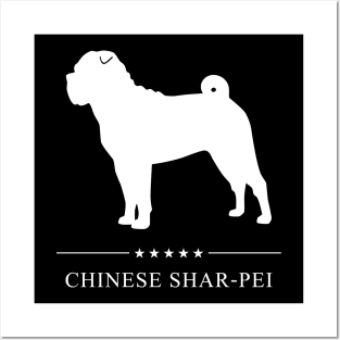 Chinese Shar-Pei Dog White Silhouette Posters and Art